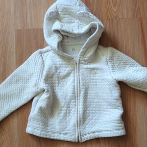 GAP White Textured Hoodie Sweatshirt